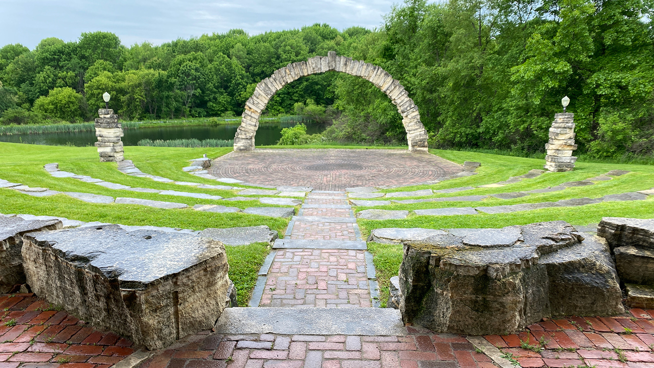 The stone arch located in the Cangleska Wakan park.